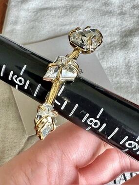 Alexis Bittar Crystal Bar Ring Size 7 Gold Clear SB18